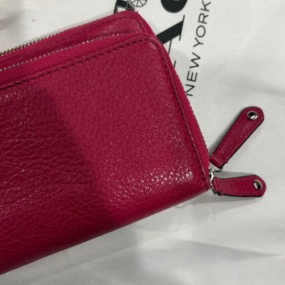 Coach Pebbled Leather Zip Wallet - Raspberry Pink - Picture 5 of 6